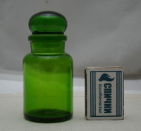 Баночка аптечная винтажная из зеленого стекла (M747)