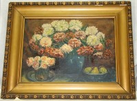 Картина натюрморт старинная Цветы и фрукты (W451)