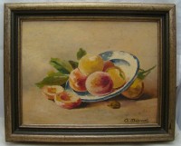 Картина натюрморт винтажная Блюдо с персиками (W373)