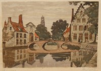Картины парные старинные городской пейзаж Брюгге 2шт (W376)