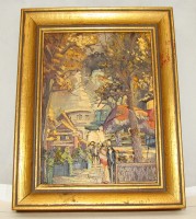 Картина старинная маленькая Париж Монмартр (M993)