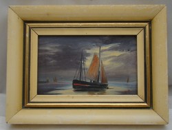 Картина винтажная маленькая Лодка (M698)
