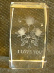 Сувенир цветок в стекле "I LOVE YOU" (S450)
