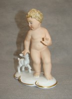 Gerold Porzellan статуэтка фигурка винтажная Мальчик с козлёнком (A016)