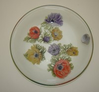 Лоточек тарелочка стеклянная винтажная Цветы (A108)
