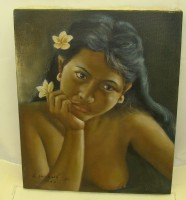 Картина винтажная портрет Девушка с Бали (X331)