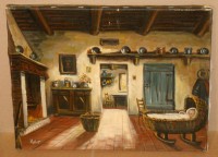 Картина винтажная Старинный домашний интерьер (W921)