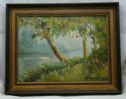 Картина старинная пейзаж (W596)