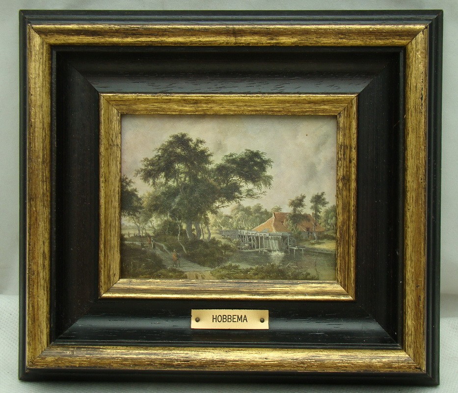 Картина репродукция Meindert Hobbema винтажная маленькая (M648)