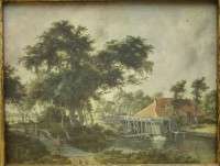 Картина репродукция Meindert Hobbema винтажная маленькая (M648)