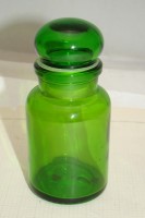 Баночка аптечная винтажная из зеленого стекла (M747)