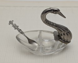 Солонка винтажная с ложечкой Лебедь (B033)