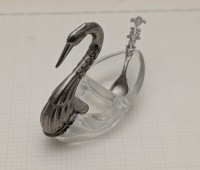 Солонка винтажная с ложечкой Лебедь (B033)