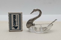 Солонка винтажная с ложечкой Лебедь (B033)