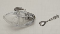 Солонка винтажная с ложечкой Лебедь (B033)