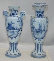 Delft Вазы старинные 2 шт. с реставрацией (M553)