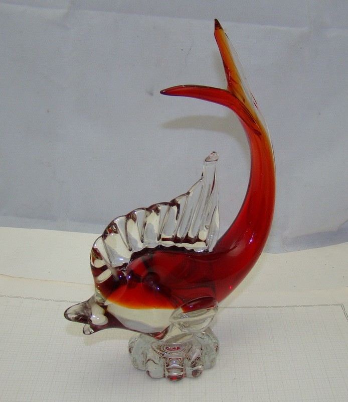 Мурано фигурка винтажная стеклянная Рыбка (Y713)