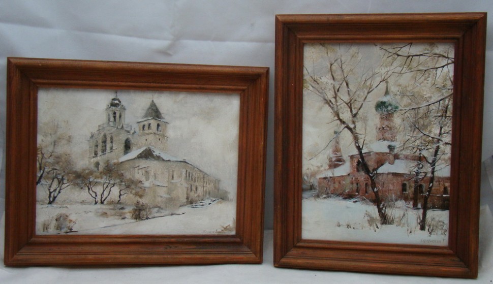 Картины парные винтажные Церкви (W602)