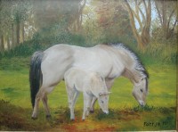 Картина винтажная Лошадь с жеребенком (Y720)