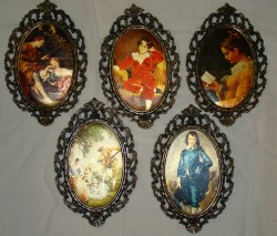 Репродукции на шёлке винтажные 5шт. (V653)