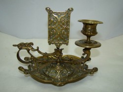 Подсвечник со спичечницей старинный (U137)