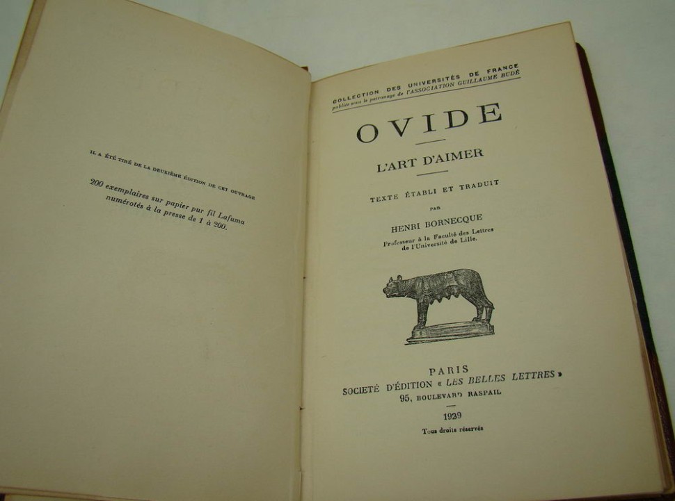 Книга старинная Овидий. Искусство любви (U138)