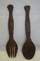 Ложка и вилка большие деревянные (Q593)