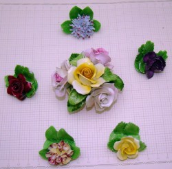 Adderley Floral цветы фарфоровые винтажные 6шт (W108)