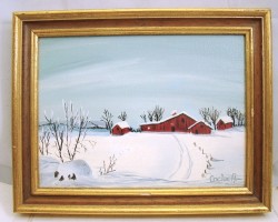 Картина винтажная пейзаж Зима (M177)