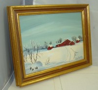 Картина винтажная пейзаж Зима (M177)