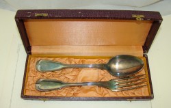 Набор столовый старинный ложка с вилкой (X289)