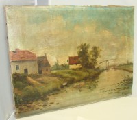 Картина старинная пейзаж Река (M178)