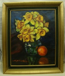 Картина винтажная натюрморт Нарциссы (Y434)