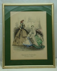 Гравюра старинная оригинальная "Мода Парижа" (U457)