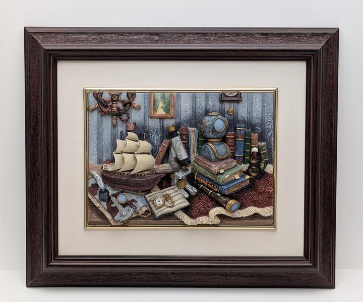 Картина объемная барельеф 3D-панно Капитанский стол (B148)