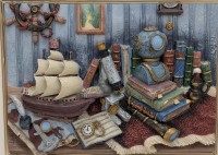 Картина объемная барельеф 3D-панно Капитанский стол (B148)