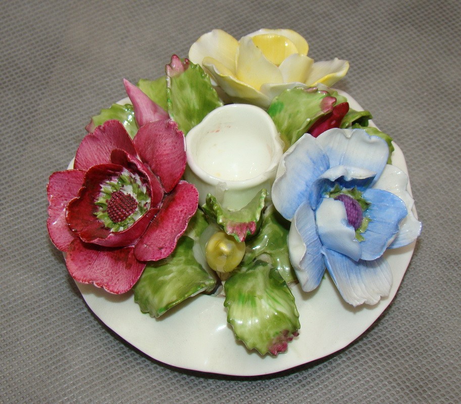 Aynsley подсвечник фарфоровый винтажный Цветы (M669)