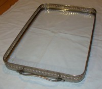 Поднос большой  винтажный со стеклом (W437)