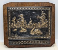 Газетница полочка для писем и газет с чеканкой Лебеди (B055)