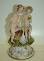Capodimonte CVS винтажная статуэтка Дети с гусем (A760)