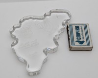 Val Saint Lambert хрустальное пресс-папье в форме карты Бельгии (B154)