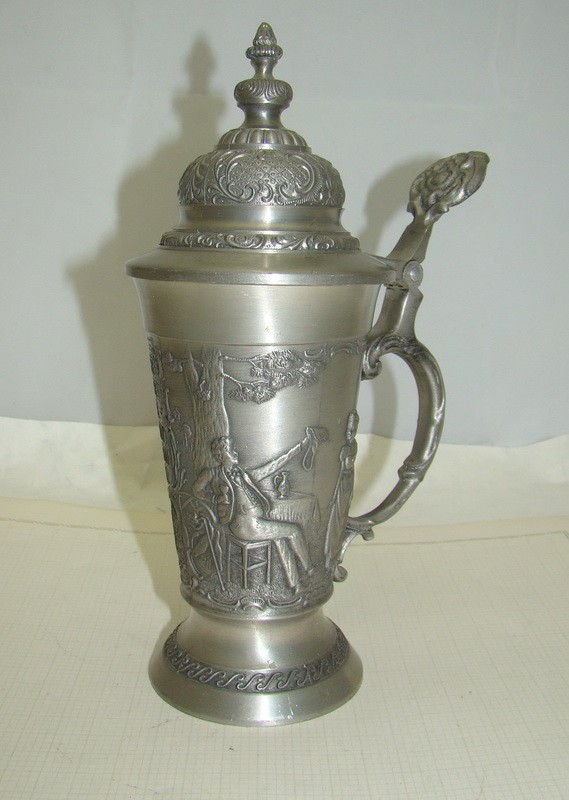 Кружка с крышкой оловянная (P782)