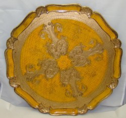 Поднос флорентийский винтажный большой круглый (Y442)