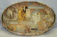 Поднос  Ар Нуво с иллюстрациями Альфонса Марио Муха (M090)