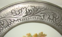 Limoges тарелка декоративная настенная в оловянной рамке (X358)