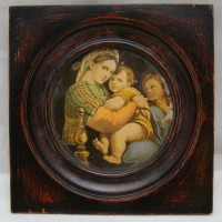 Плакетка винтажная с принтом картины Рафаэля Мадонна в кресле (M480)