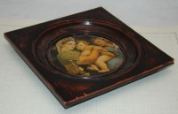 Плакетка винтажная с принтом картины Рафаэля Мадонна в кресле (M480)