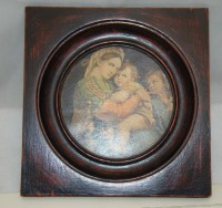 Плакетка винтажная с принтом картины Рафаэля Мадонна в кресле (M480)