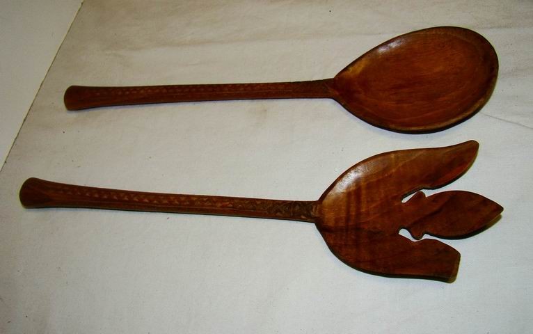Ложка и вилка деревянные (C855)