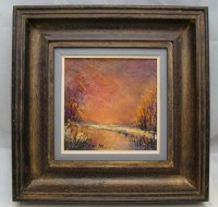 Картина винтажная пейзаж Закат (M580)